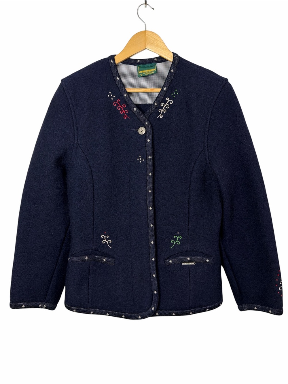 Geiger Collections Navy Boiled Wool Embroidered Jacket Austria S